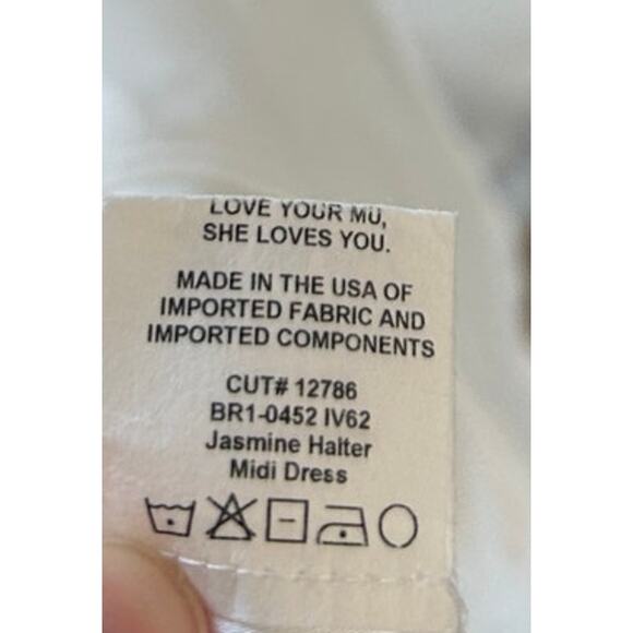 Show Me Your Mumu Jasmine Halter Midi Dress Ivory Luxe Satin XXL - Picture 7 of 9